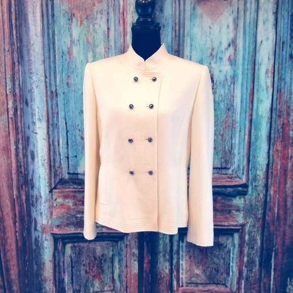 TAHARI Arthur S. Levine Jackets & Blazers - Double Breasted 3-Button Jacket Ivory Sz 12 wool